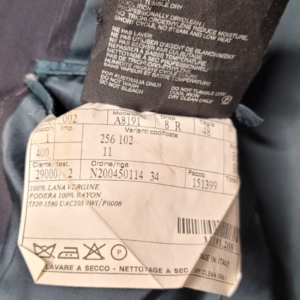 PRADA Vtg Navy Blue Sports Coat Blazer Jacket 48R - FREE Tie ** Read Description - Picture 6 of 9